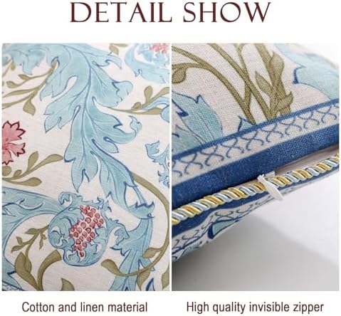 patdrea Designer Vintage Blue Throw Pillow Cover,18"x18",Set of 2