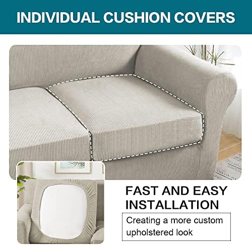 Turquoize 4 Piece Sofa Covers for 3 Cushion Couch Sofa Slipcover Soft Couch Cover for Dogs-Washable Sofa Furniture Covers with 3 Individual Cushion Covers (3 Cushion Sofa, Island Fossi)