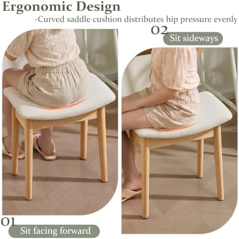 Royal Windsor Vanity Stool, 18" H Makeup Chair,Small Ottoman Stool