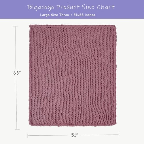 Bigacogo Chunky Knit Throw Blanket for Couch, 51x63 inches, Burnt Rose