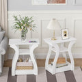 FROMJBEST End Tables Living Room Set of 2 with Charging Station, White
