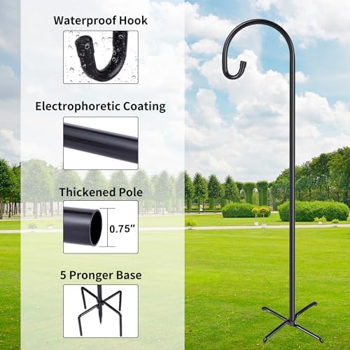 Ottsuls Shepherd-Hooks Adjustable for Bird-Feeder Lantern Plant-Hook Garden-Stake - Plant Stand Hanger for Outdoor Flower Basket, Bird Feeder Hanger Weddings Décor