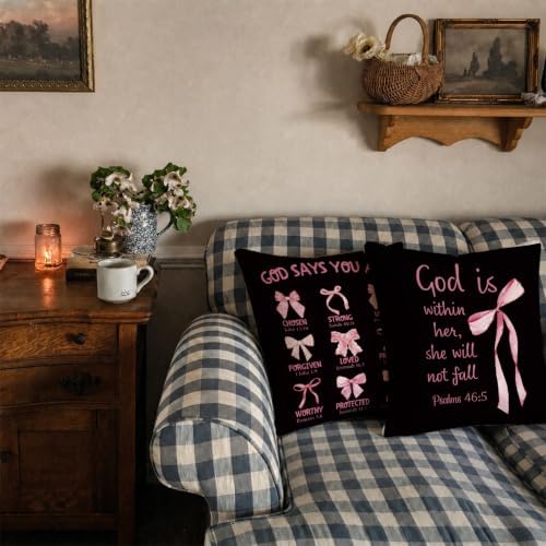 Black and Pink Room Decor Pillow Cover 18x18 Set of 4