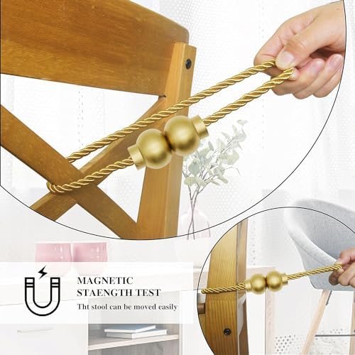 6Pcs Magnetic Curtain Tiebacks Modern Handmade Rope Curtain Tie Backs Gold