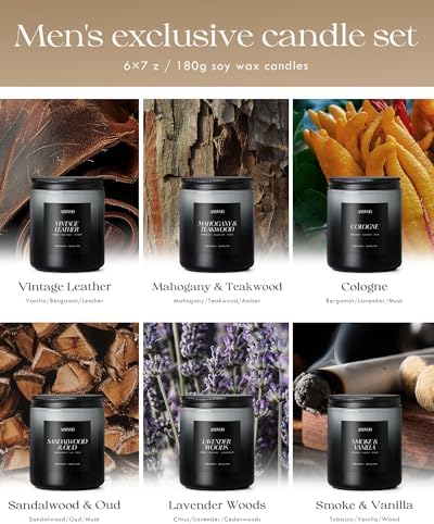 AOOVOO Scented Candles Set - 6 Pack Men Candles for Home Scented