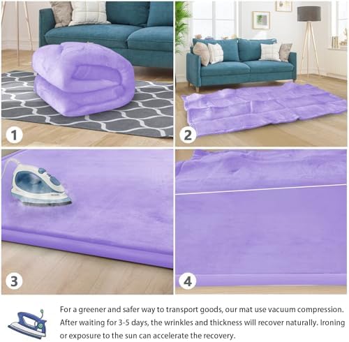 Baby Play Mat for Floor Nursery Muscle Area Rug Playroom Rug 47"x47" Elastic Foam 1.3" Thick Crawling Mat for Babies,Toddlers, Infants,Kids(Lavender)