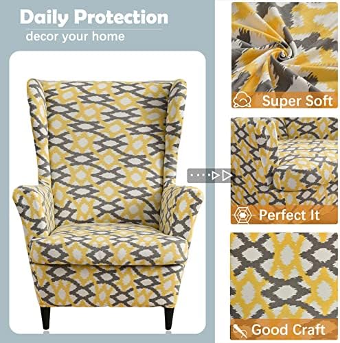 Wing Chair Slipcover, 2-Piece Printed Wingback Chair Cover