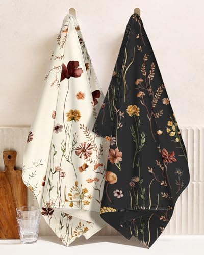 Miss Adola Cute Kitchen Towels Set of 4, 18 x 26 Inch, Retro Flower