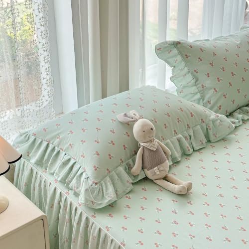 Green Queen Size Duvet Cover 90"×90",100% Cotton Bedding Set 3 Pcs