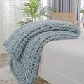 Bigacogo Chunky Knit Throw Blanket for Couch, 40x60 inches, Dusty Blue