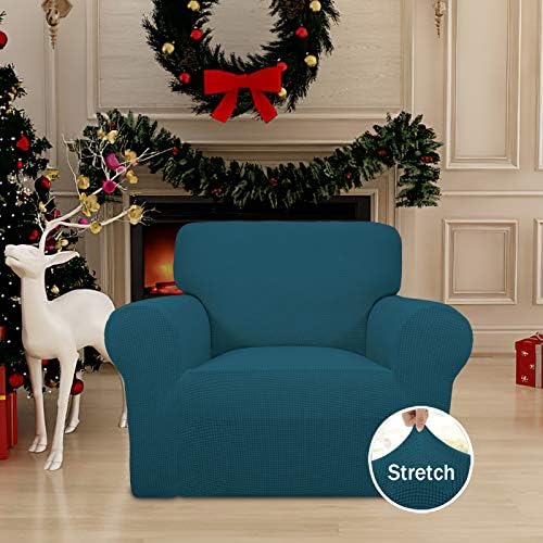 Easy-Going Stretch Chair Slipcover with Arm Washable Peacock Blue