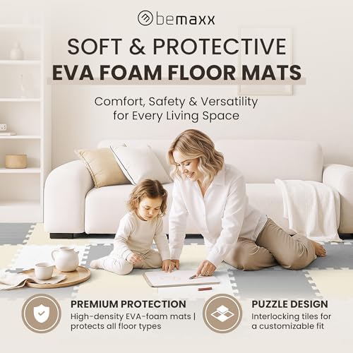 bemaxx Gym Mats Set - EVA Interlocking Foam Floor Tiles Workout Mat Puzzle
