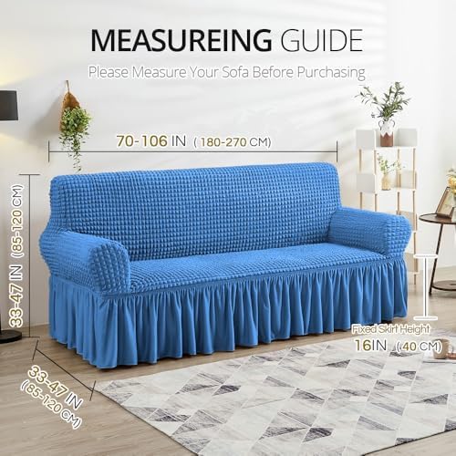 NICEEC Sofa Covers Blue Couch Cover Stretch Sofa Slipcovers with Skirt