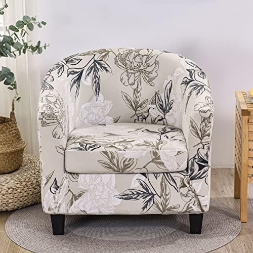 NILUOH Club Chair Slipcover 2 Piece Stretch Tub Chair Cover Round Barrel Chair Covers Non Slip Armchair Covers Couch Covers with Elastic Bottom for Bar Counter Living Room (35)
