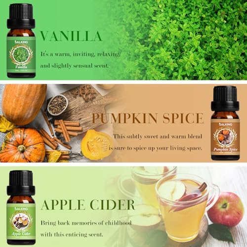 SALKING Autumn Fragrance Oils, Premium Fall Essential Oils Set for Diffuser
