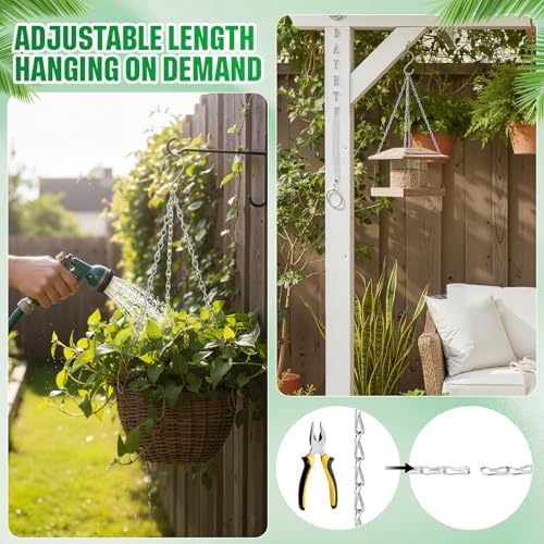 EBOOT 2 Pcs Hanging Chain for Bird Feeders Planters, 19.7 Inch, Silver