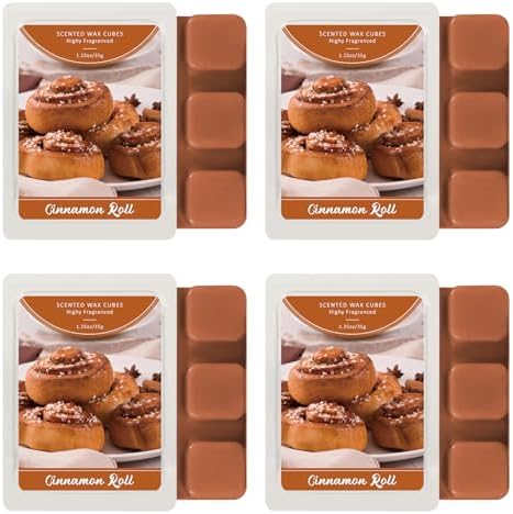 SCENTORINI Wax Melts, Wax Cubes Winter Scents, Cinnamon Roll Scent, 4 Pack