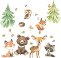 Woodland Wall Decals Stickers Peel and Stick for Baby Boys Girls Nursery Bedroom Netral Decor,Woodland Animals Wall Decals Stickers Forest Animals Bear Fox Owl Raccoon Deer