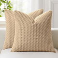 Kevin Textile Soft Corduroy 20x20 Inch Pillow Covers 2 Pack, Tan