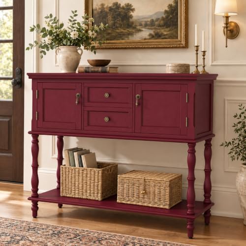 ARTPOWER Console Table with 2 Drawers, Retro Entryway Table with 2 Door