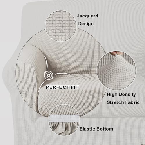Turquoize 2 Piece Chair Covers Armchair Slipcovers for Living Room Armchair Sofa Covers with Arms Washable Furniture Protector for Chairs Feature Thick Fabric (Chair, Island Fossi)