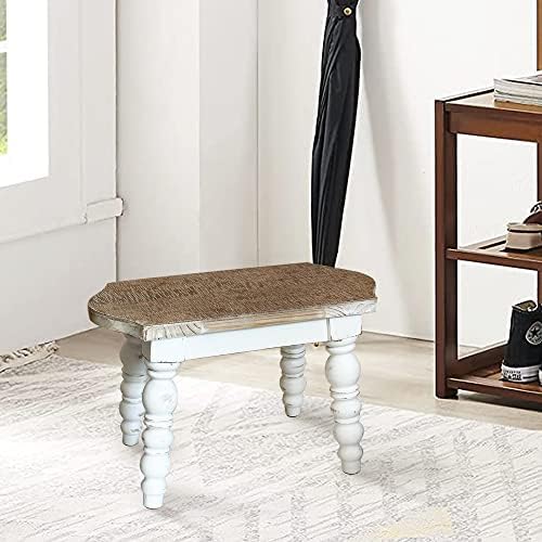 dwellington Wooden Bathroom Farmhouse Step Stool, Wood Foot Stool for Adults Kids, Bedside Step Plant Stand for Kitchen