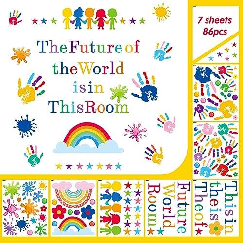 Inspirational Kids Classroom Wall Decals – The Future of the World Is in This Room Quote – Peel and Stick Vinyl Sticker for School, Nursery and Playroom Decor