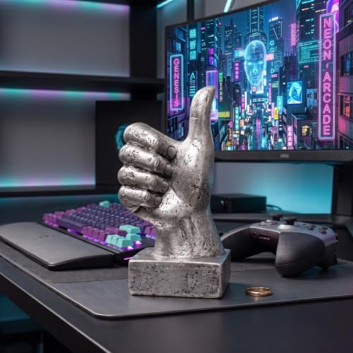Nice purchase Hand Finger Gesture Desk Statues Fingers Sculpture Creative Home Living Room Cabinet Shelf Decoration (Thumbs-up in Silver)