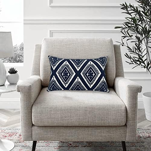 Alysheer Embroidered Decorative Lumbar Throw Pillow Cover 12"x 20",1pc Navy