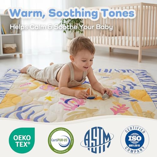 1.6" Thick Baby Play Mat, 71x59 Removable & Machine Washable Cover