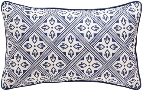 patdrea Designer French Vintage Blue Throw Pillow Cover,12"x20"