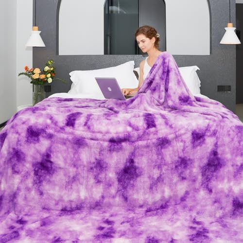 MUGD Big Blanket Fuzzy Soft Cozy Purple Throw Blanket Throw Blanket for Bed King Size