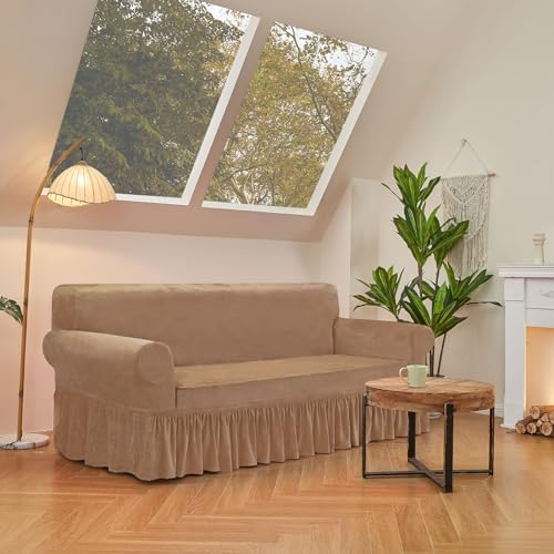 NICEEC Love Seat Couch Covers Loveseat Covers Universal Cover with Skirt
