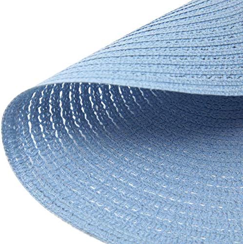 SHACOS Round Braided Placemats Set of 6 Round Table Mats for Dining Tables 15 inch (Light Blue, 6)