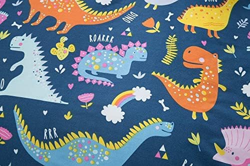 Bedding Fitted Sheet with Deep Pocket for Boys Girls Full Size Bed,Dino Printed Thicken Fabric Bed Sheets (Navy Blue(Dinosaur), Full)