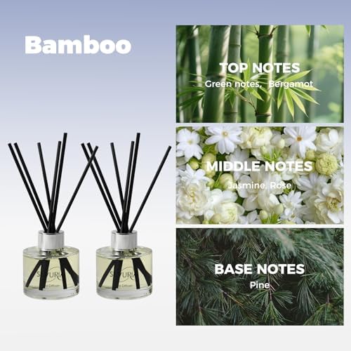 Reed Diffuser Set,2x100ml Bamboo Scented Oil Diffuser