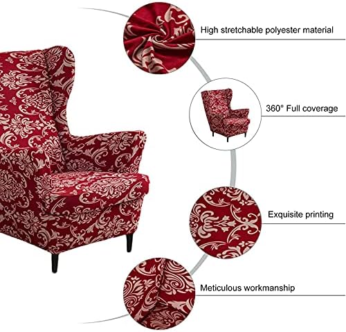 NILUOH Wingback Chair Covers 2-Piece, Armchair Slipcovers for Living Room