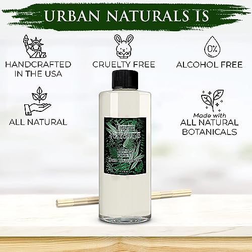 Urban Naturals Reed Diffuser Oil Refill Balsam Forest with Balsam Fir, Pine Needles, Evergreen, Cedar, Sandalwood 8 oz + Free Reed Sticks, Made in the USA