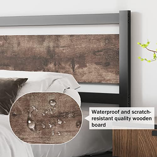 Headboard Only Wooden Headboard with Metal Slats Rustic Headboard, King
