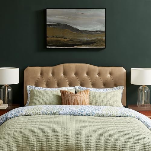Modway Annabel Faux Leather Adjustable Queen Headboard in Toast - Padded Vegan Leather Headboard with 7 Height-Adjustable Positions