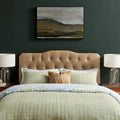 Modway Annabel Faux Leather Adjustable Queen Headboard in Toast - Padded Vegan Leather Headboard with 7 Height-Adjustable Positions