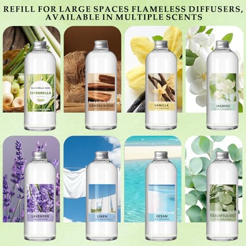 SCENTORINI Vanilla Diffuser Reed Diffuser Oil Refill, 16.9 FL OZ & 6 Sticks