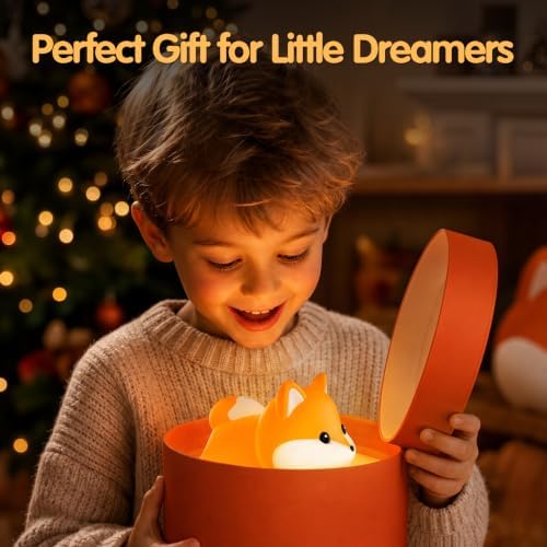 Fox Silicone Night Light for Kids, Cute Squishy LED Lamp Gift