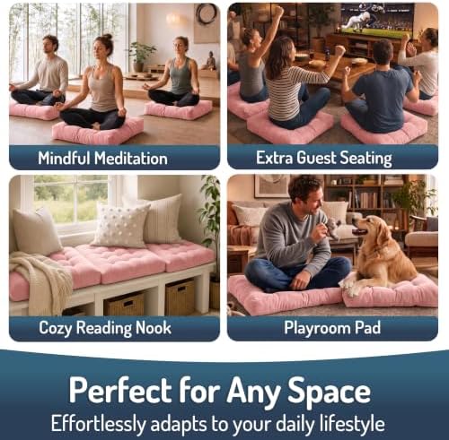 Floor Pillows Set of 2, Large Meditation Cushion for Adults, 22 Inch Square