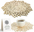 Juvale 20-Pack Gold Vinyl Placemats - Round Leaf Design Table Chargers for Dining Table Settings (14.4 Inches Place Mat)