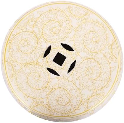 JONATHAN Y Double Happiness Ceramic Garden Stool 18" Table, Yellow/White