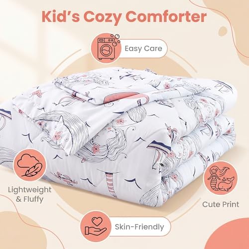 JSD Mermaid Ocean Theme Twin Comforter Set for Kids Girls