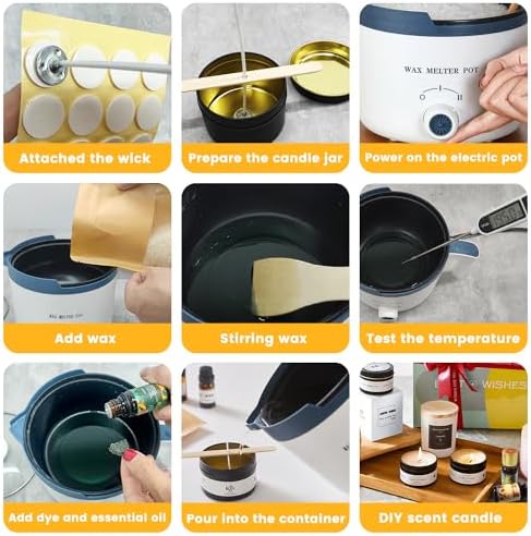 KQU Electric Wax Melting Pot for Candle Making with Thermometer 50oz