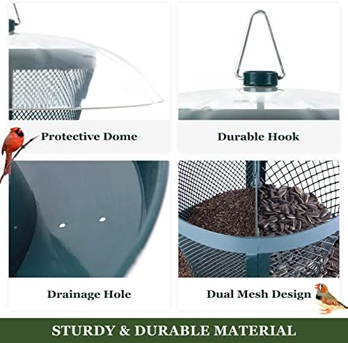 Kingsyard Rain-Resistant Metal Mesh Bird Feeder for Outdoor Hanging