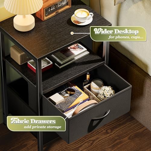 Huuger Night Stand Set of 2, Nightstand with 2 Drawers, Bedside Table